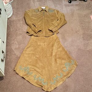 Panhandle Slim Tan and Green Skirt Set